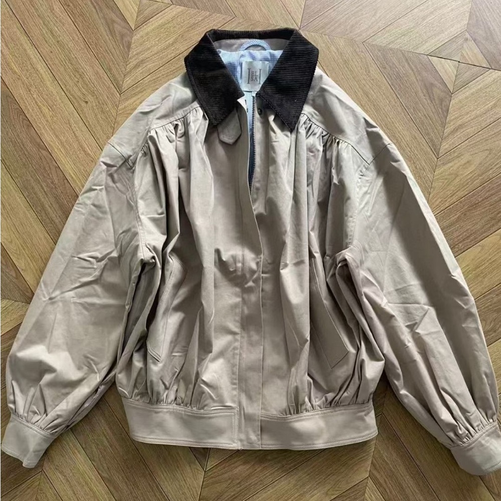 Helsa NWOT The Shirred Bomber Jacket With Corduroy Collar - Picture 6 of 15